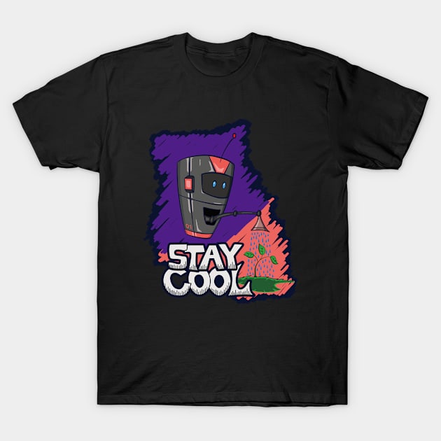 Stay Cool Nature Friendly Robot T-Shirt by Studio Forty K